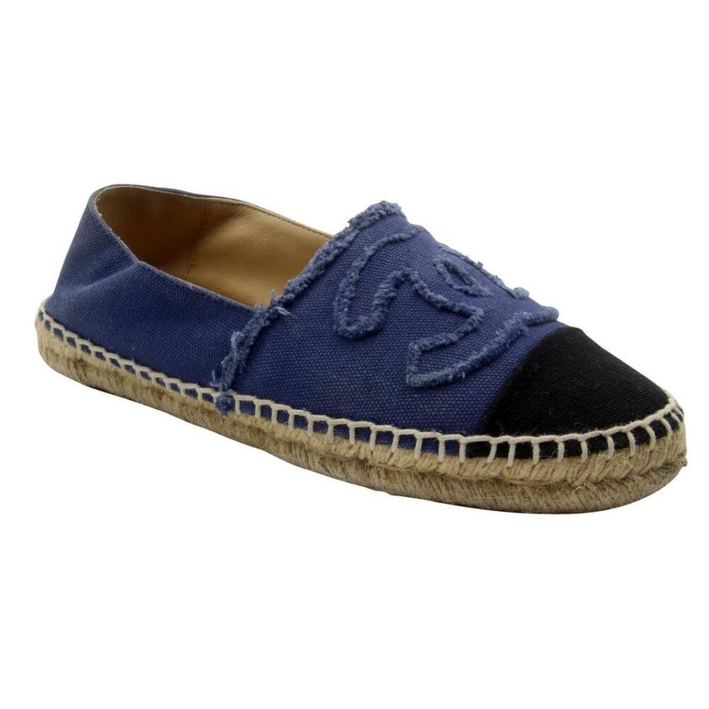 Chanel Espadrille 37 Quilted Linen CC Flats CC-1217P-0005 - Picture 6 of 10